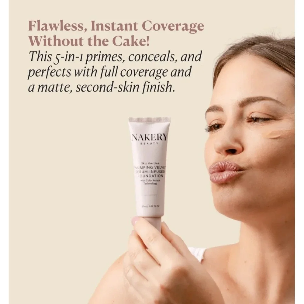 Nekery Skip the Line Instant Coverage Plumping Velvet  Foundation Ligth New